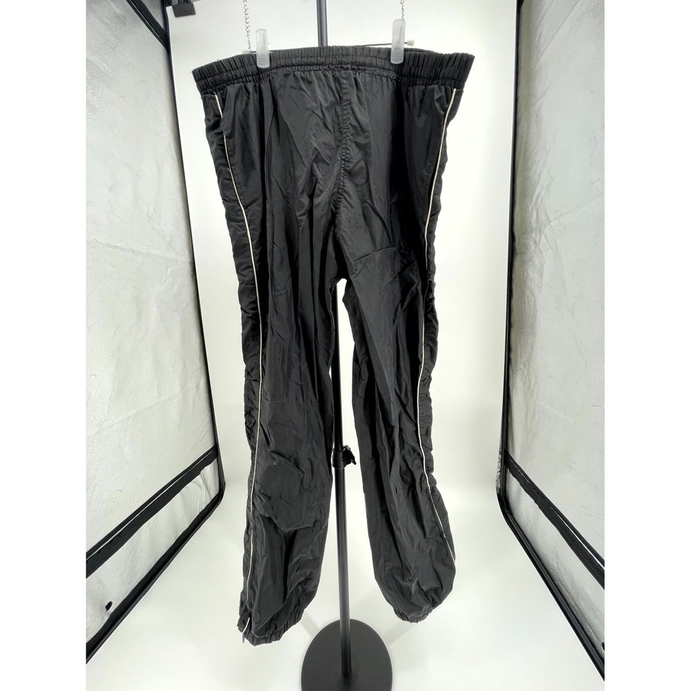 VTG Wilson Track Pants‎ Mens Medium Black Lined Nylon Piping High Rise Ankle Zip